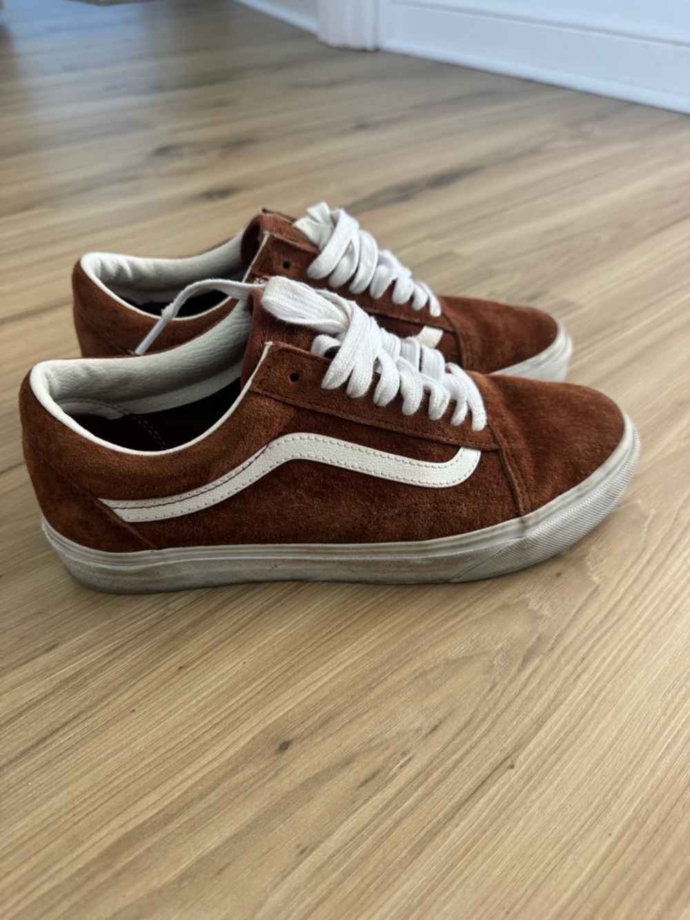 Vans Old Skool Suede Sneakers in Brown with White Stripe